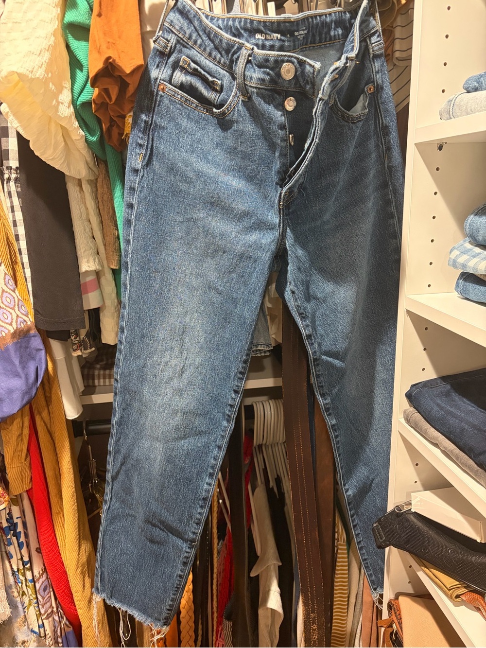 Old Navy High-Rise Straight Jeans — Medium Denim Blue